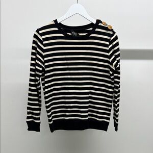 A.P.C. Black and Cream Striped Crewneck Sweater